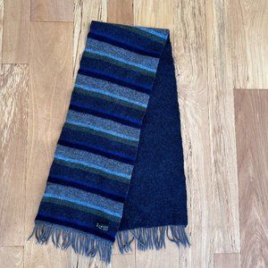 Blarney Woolen Mills Wool Scarf Made in Ireland Navy Blue Plaid